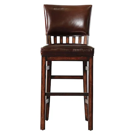 Morris School Bar Stool with Upholstered Seat and Back